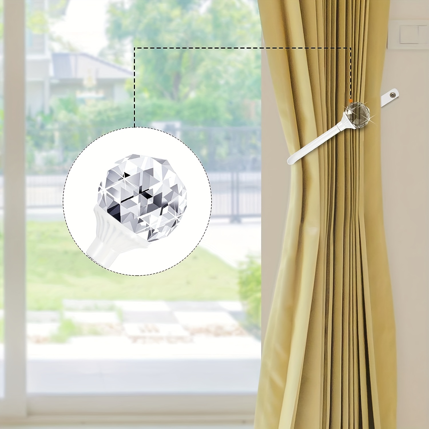 Ganchos para cortinas con bola de cristal transparente decoración del hogar  6Pcs