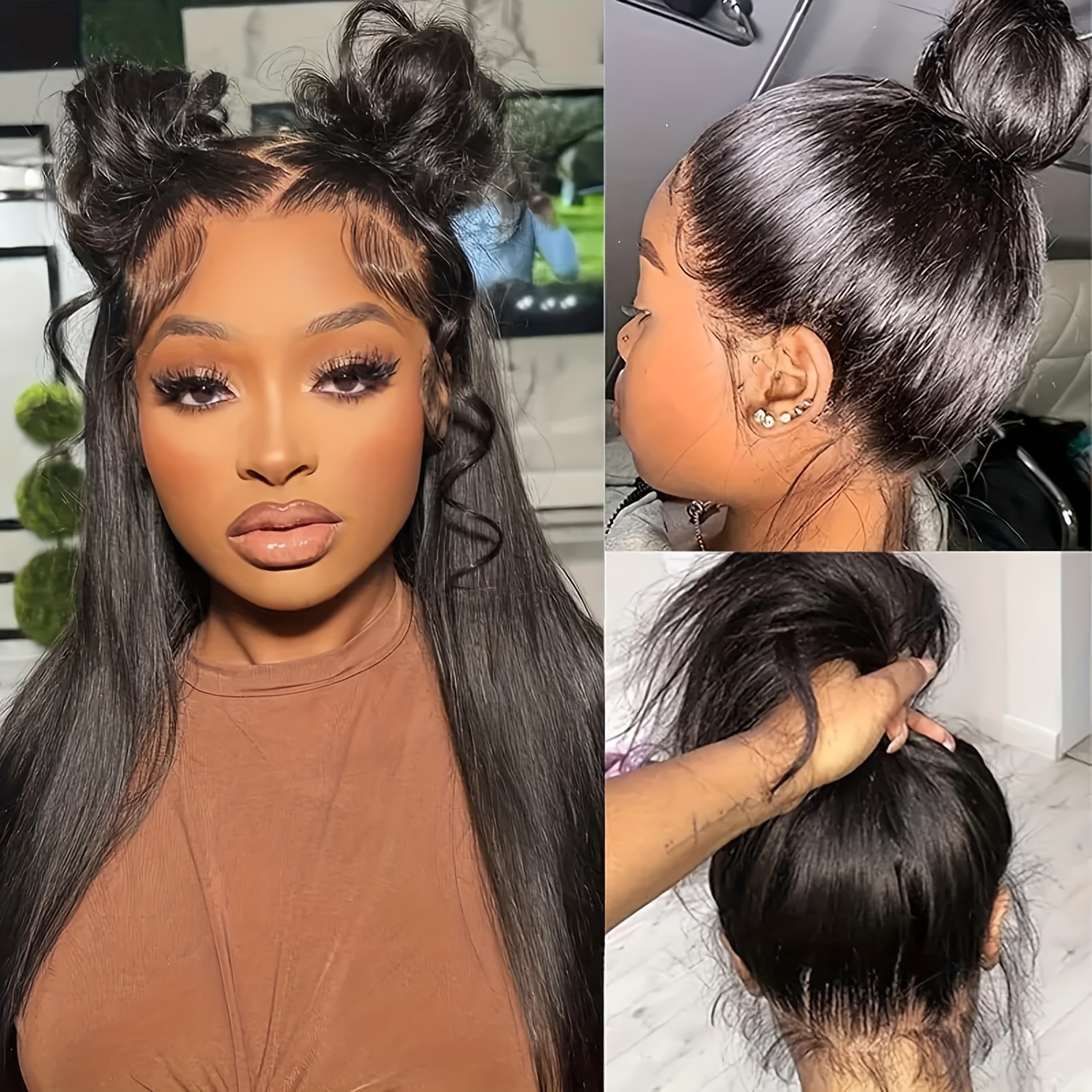 Beautiful half-up ponytail made with virgin hair wigs