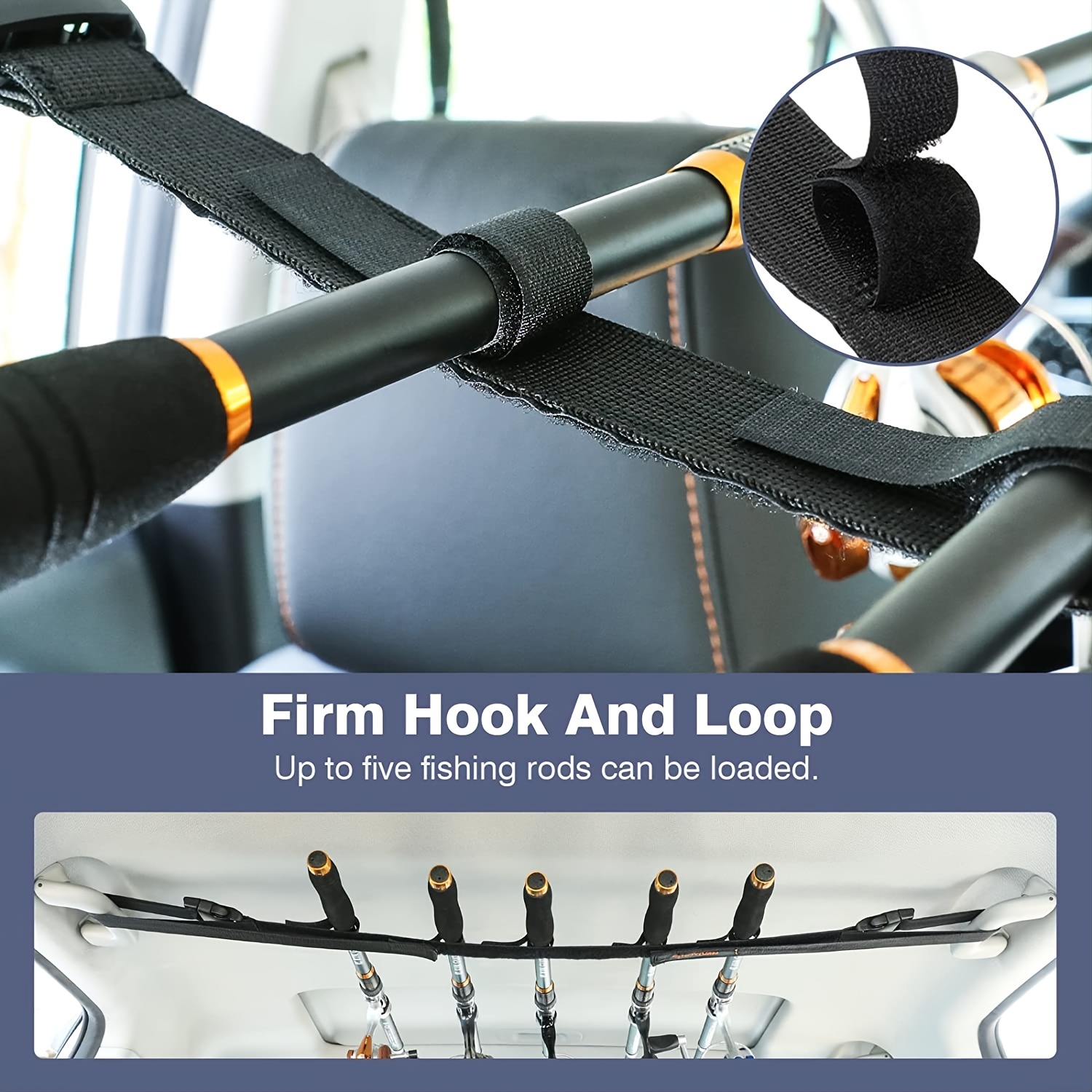 Car Adjustable Fishing Rod Holder Fishing Rod Rack 86.6 Inches Length Belt  Strap
