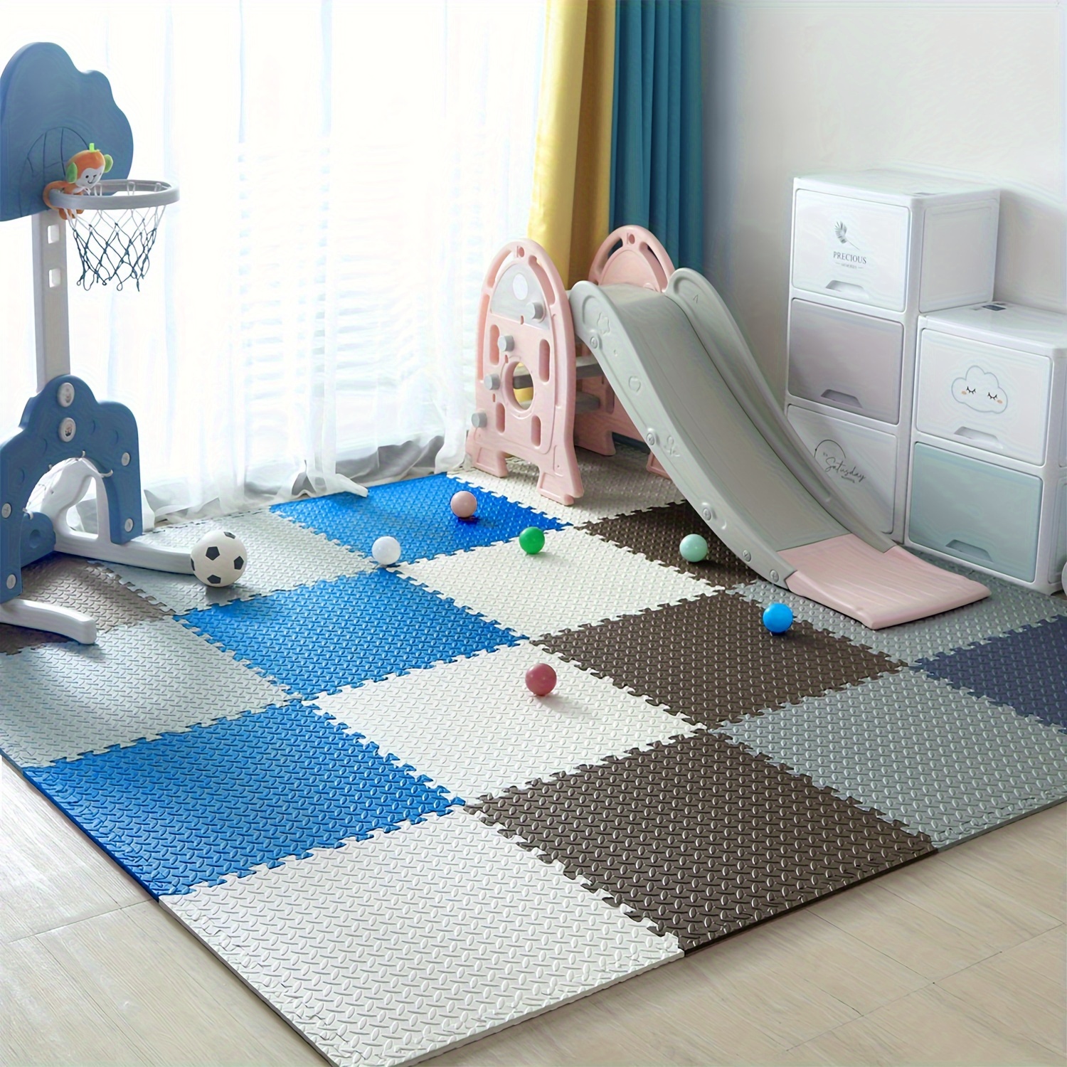 ToyVelt - Tapete infantil de espuma, alfombra de juego entrelazado con  colores, formas, animales marinos; rompecabezas grande de azulejos  educativos