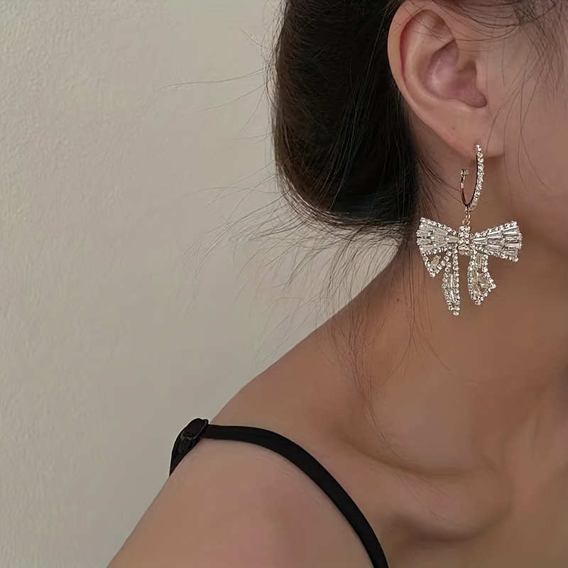 Rhinestone bow earrings - Party - Women