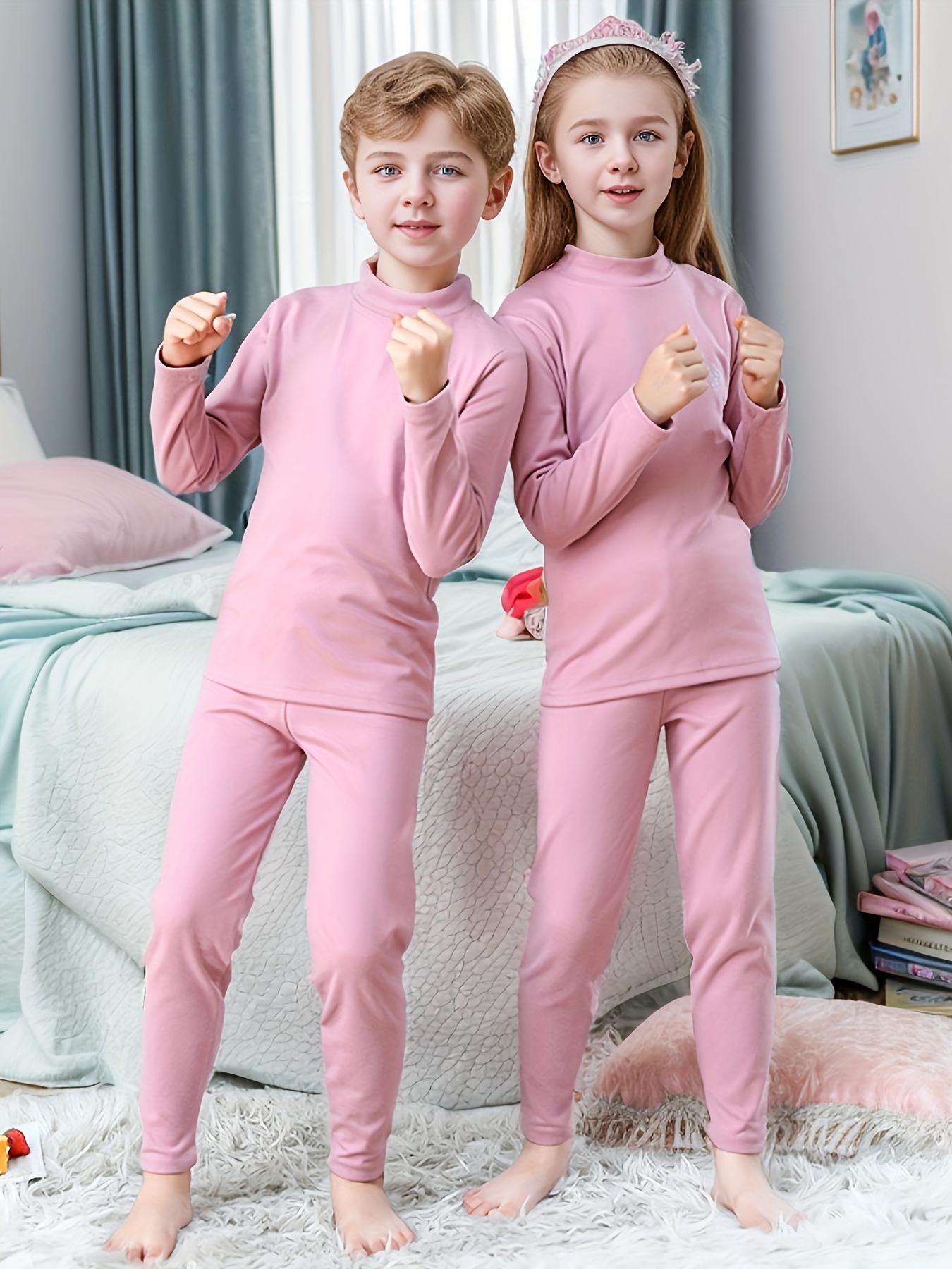 Unisex Plush Pants Faux Fur Pajama Trousers Thermal Sleepwear Fluffy Solid  Color