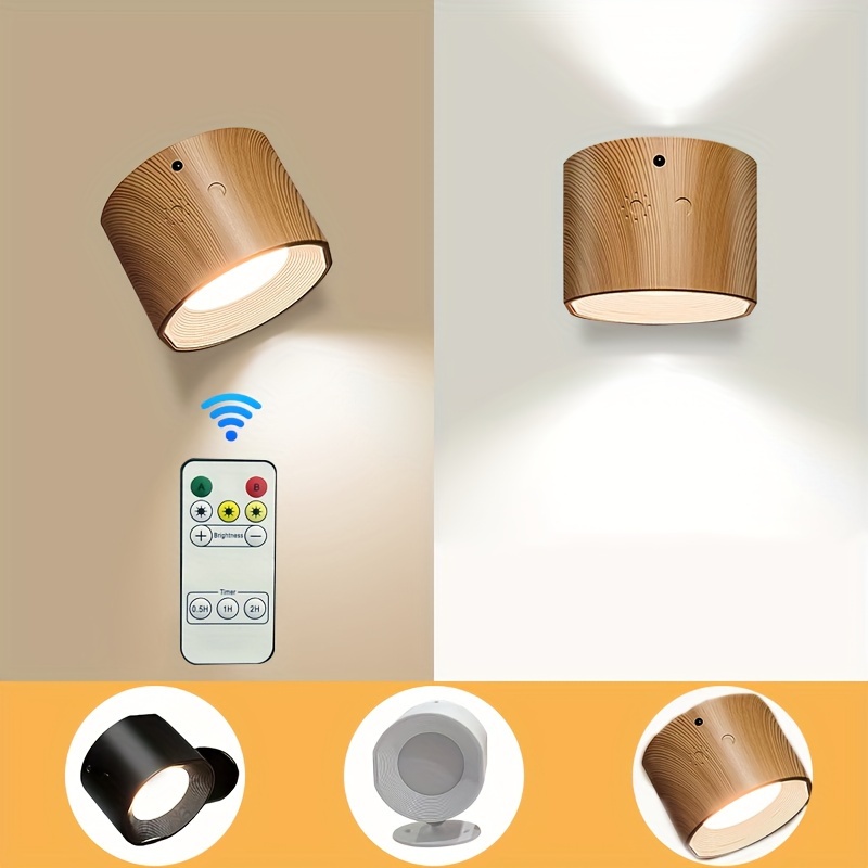 1 Phare De Miroir En Bois LED Portable, Lumière Tactile Magnétique Rotative  À 360 Degrés, Lumière