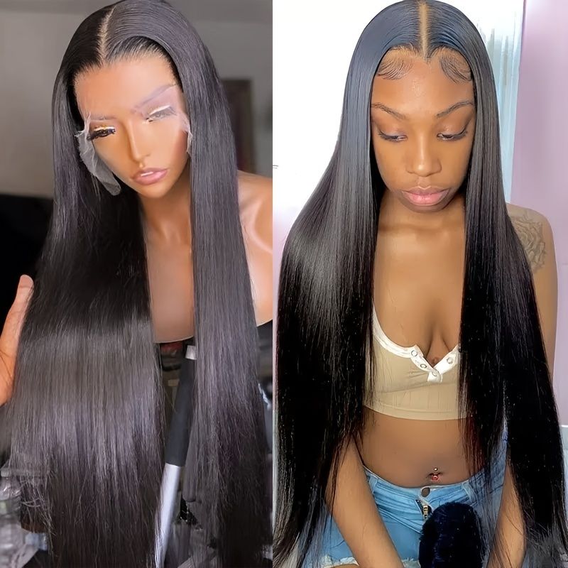 180 Brazilian Long Length Straight Human Hair Front Lace Wigs 13x4 Lace  Front Wig For Women Real Hair Frontal Closure Wig Pre Plucked 6 42 Inches |  Shop On Temu And Start Saving | Temu