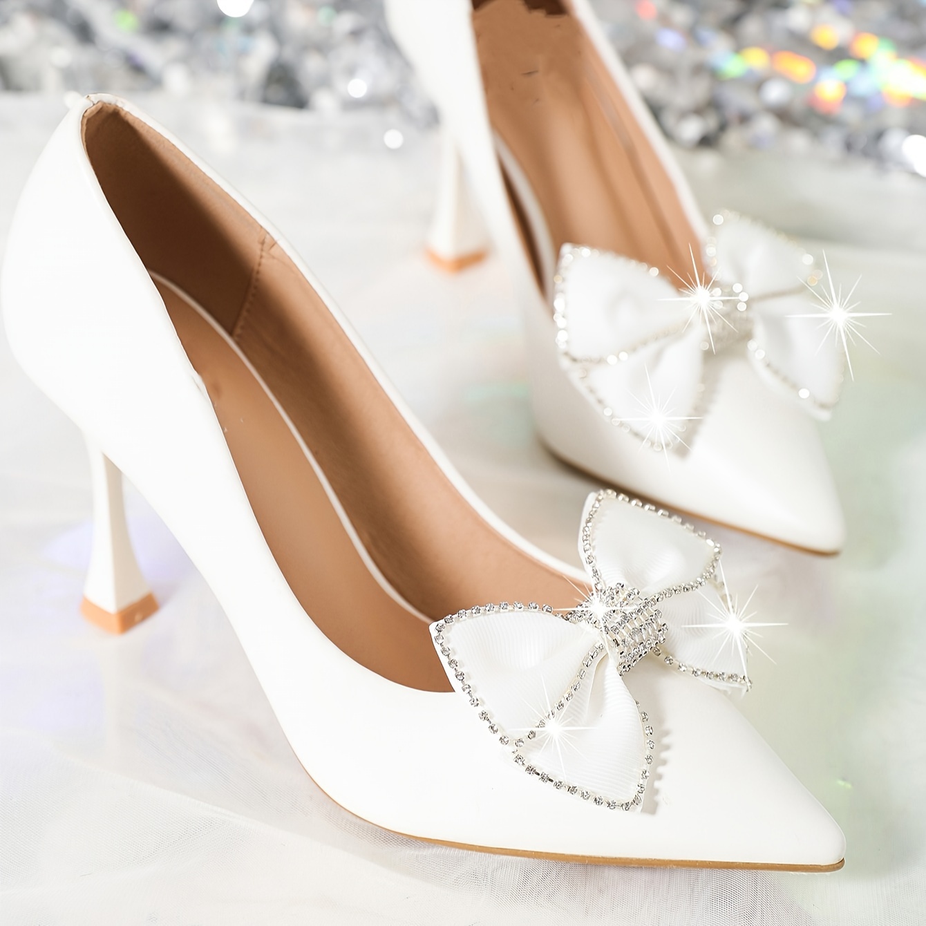 1 Pair Rhinestone Bow Shoe Clip Detachable Bow Shoe Buckle Shining Shoe  Decorations Shoe Accessories for High Heels