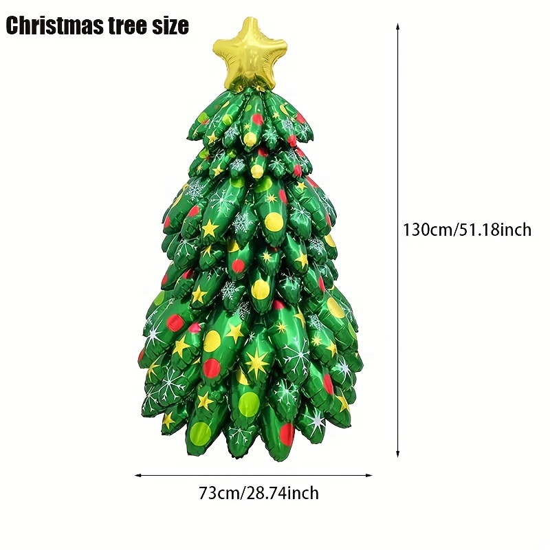 1pc Christmas Theme Tree Shaped Aluminum Foil Balloon, Holiday Party  Decoration, Large Size Can Stand, Merry Christmas