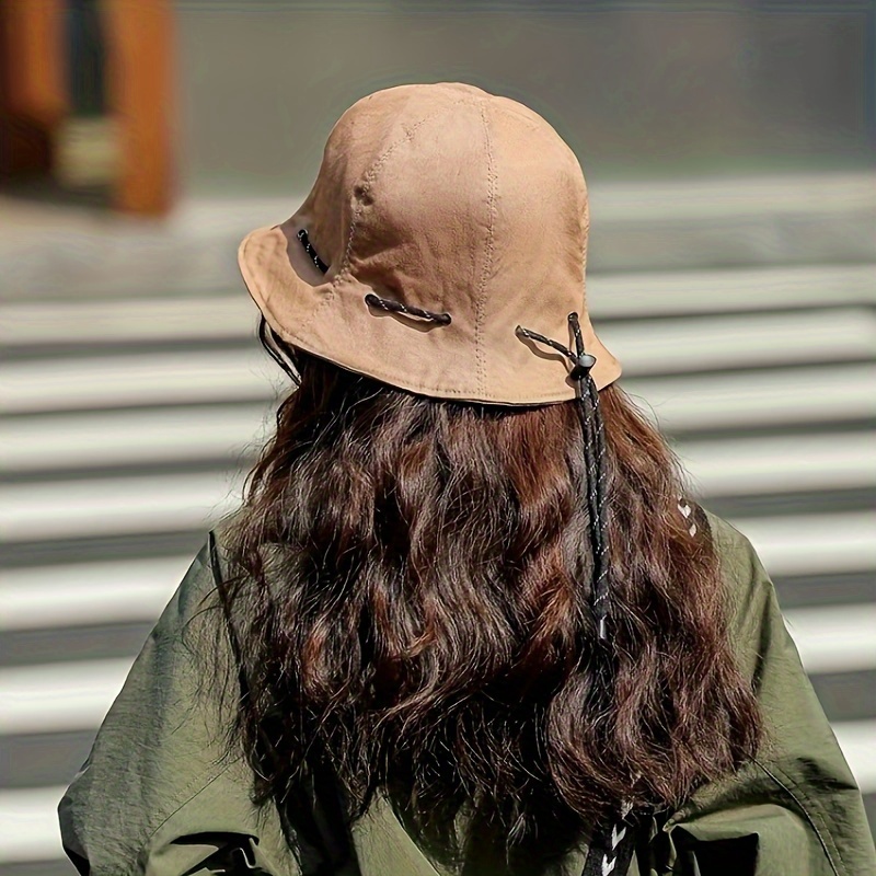 Womens Bucket Hat Adjustable Drawstring Double Sided Wear Foldable