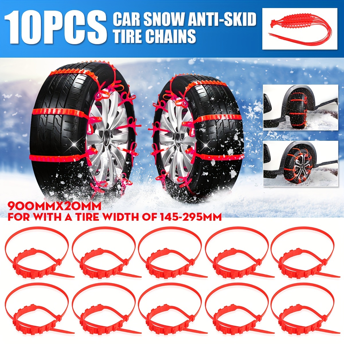 Universal Car Anti skid Chains Wheels Tyre Tire Snow Ice - Temu