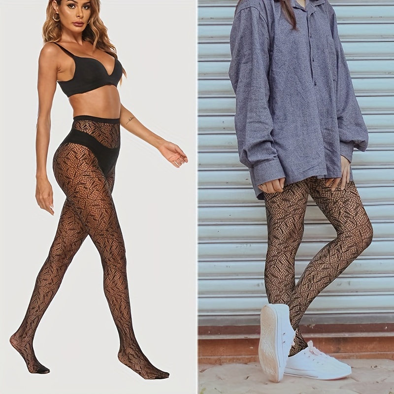 4pairs Plain Black Fishnet Tights