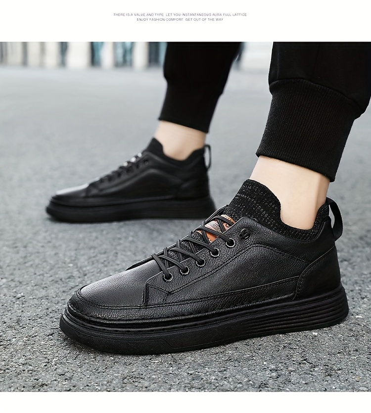 mens solid skate shoes comfy non slip casual lace sneakers Temu - Main Image