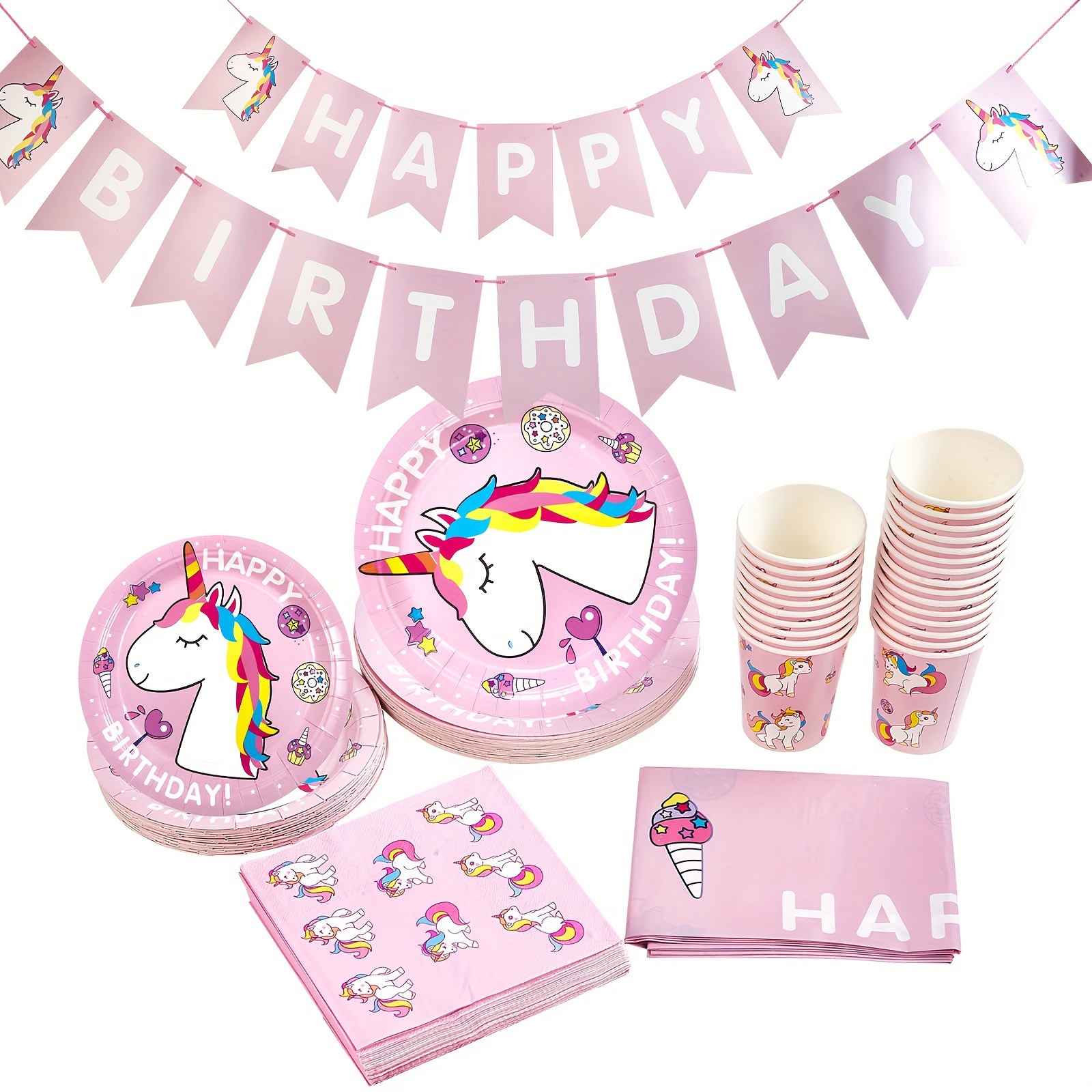 Unicorn Birthday Party Supplies For Girls Serves 24 Unicorn - Temu
