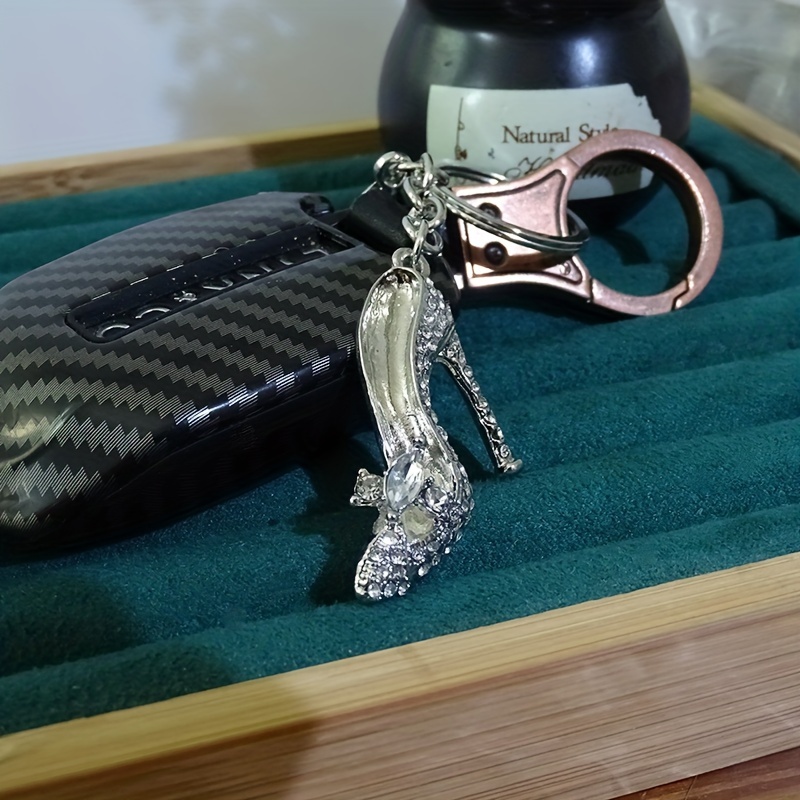 Rhinestone High-heeled Shoes Shape Keychain Pendant Fashion