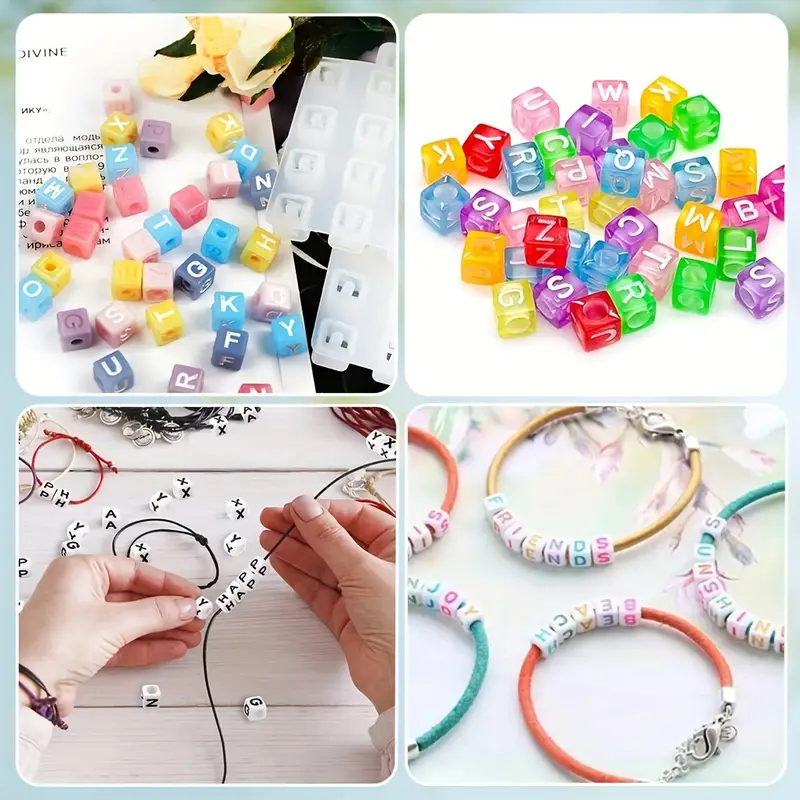 Letter Beaded Bracelet Silicone Mold Resin Beads Molds With - Temu