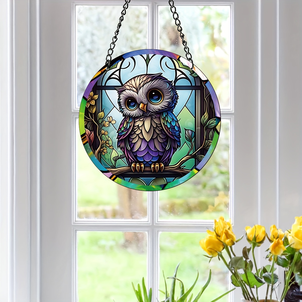 Glass Pattern Owl Bird Stained Window Hanging Suncatcher,Bird Decor Wall  Art for Living Room Bedroom Kitchen Window - AliExpress