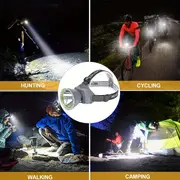 1pc led rechargeable headlamp super bright spotlight flashlight waterproof 90 angle adjustable headlamp for outdoor camping fishing running details 4