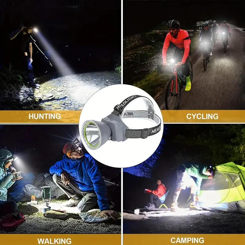 1pc led rechargeable headlamp super bright spotlight flashlight waterproof 90 angle adjustable headlamp for outdoor camping fishing running details 4