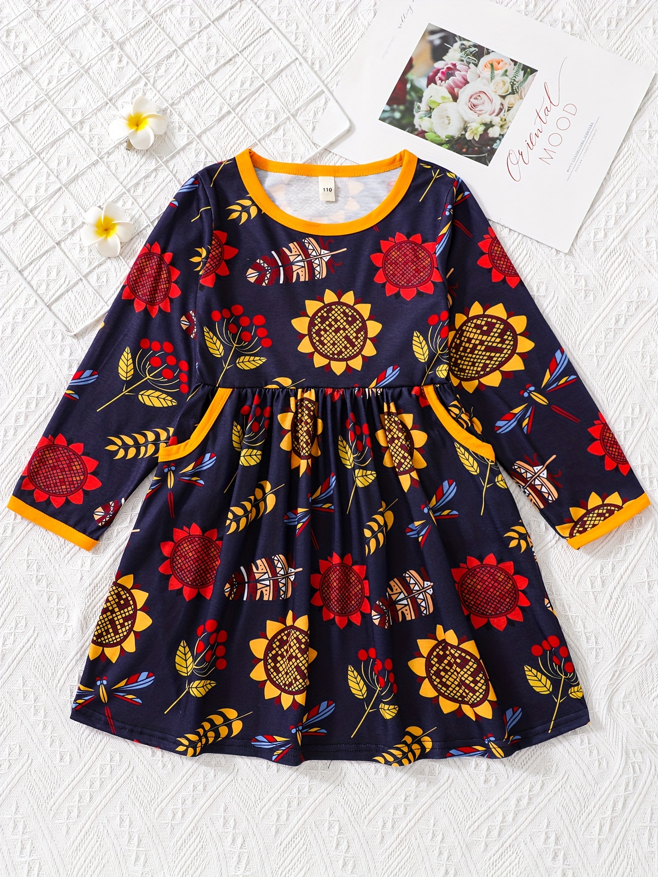 Vestido Casual Empalmado Gráfico Flores Manga Corta Niñas - Temu