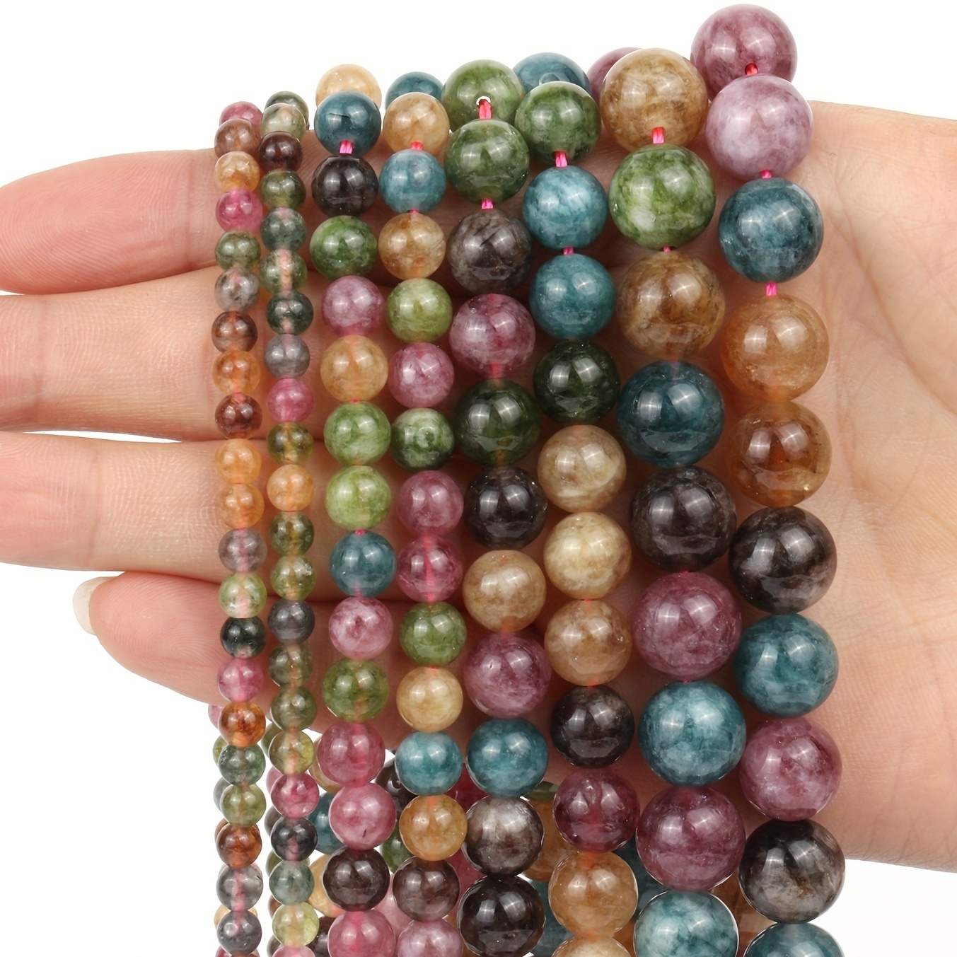 

Natural Colorful Tourmaline Stone Beads Round Loose Beads For Jewelry Making Diy Bracelet Accessories 15" 4/6/8/10mm