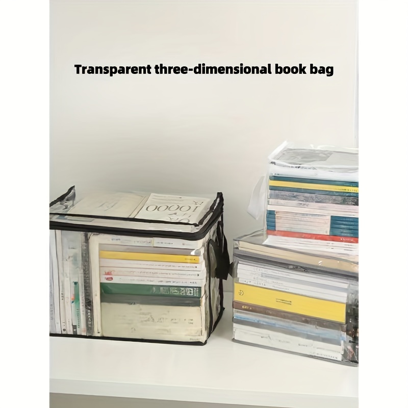 Transparent Zipper Storage Bag Foldable Book Storage Bag - Temu