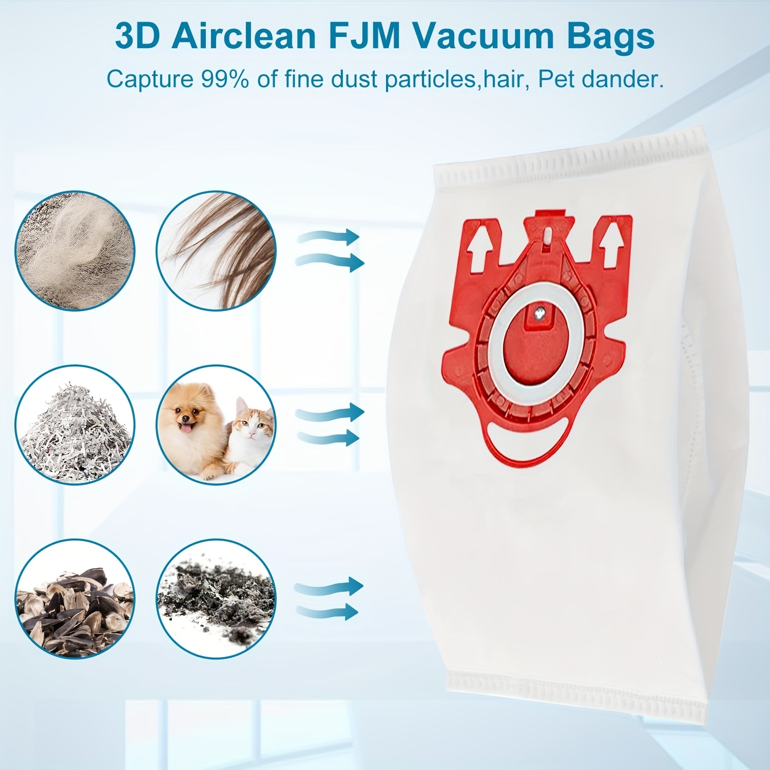 10 PCS Replacement Compatible AirClean 3D Efficiency Dust Bag for Miele  FJM,CompactC2,S241-256i,S290,S300i,S578,S700,S4,S6,Series Canister Vacuum