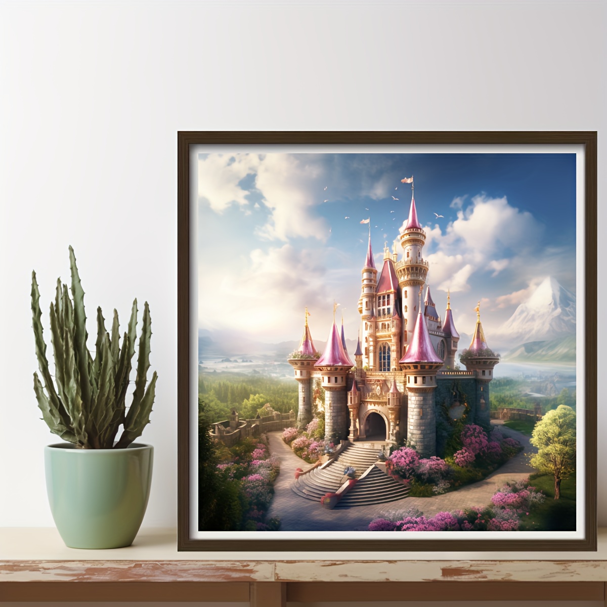 Large Size Without Frame Diy 5d Diamond Beautiful Castle - Temu