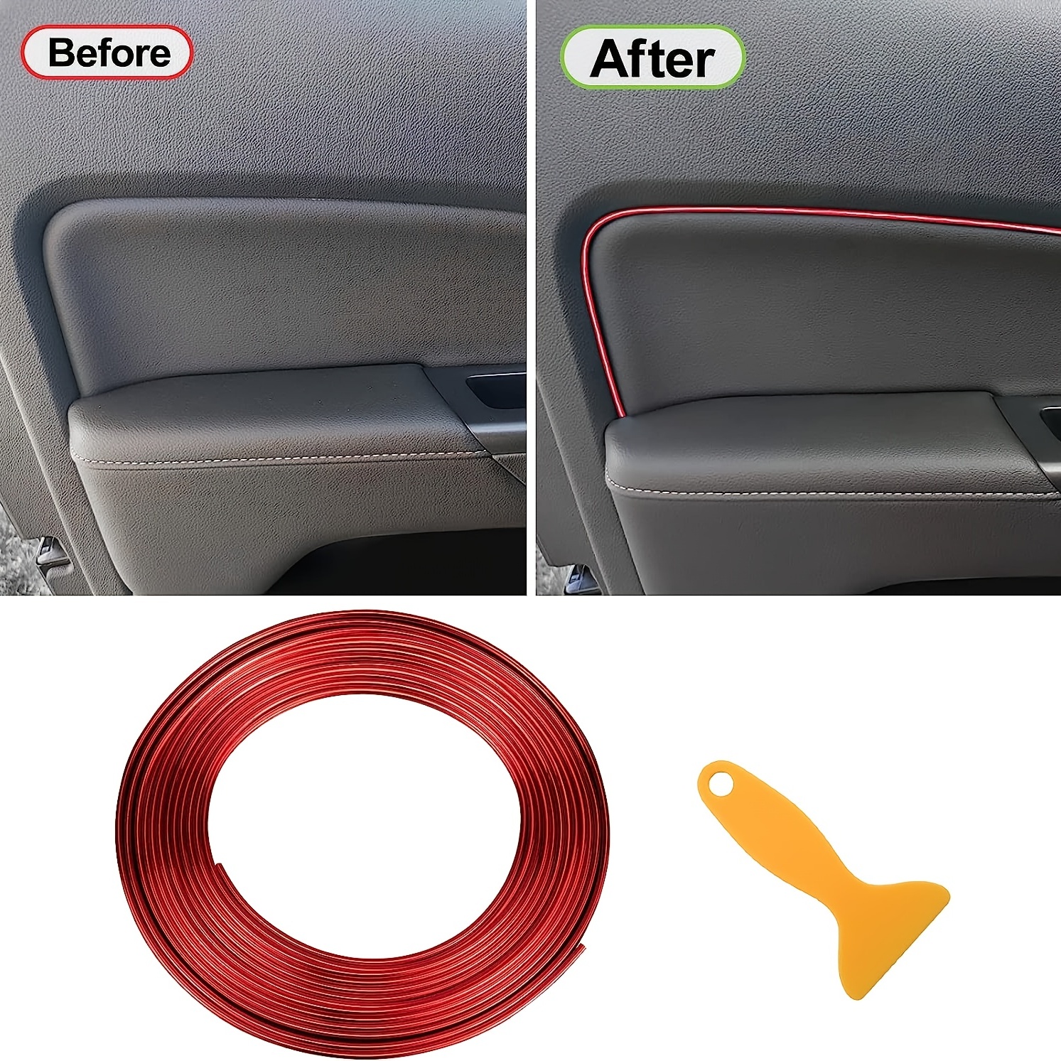 Buy Chrome Red Car Interior Decorative Molding Door Panel Gap Trim