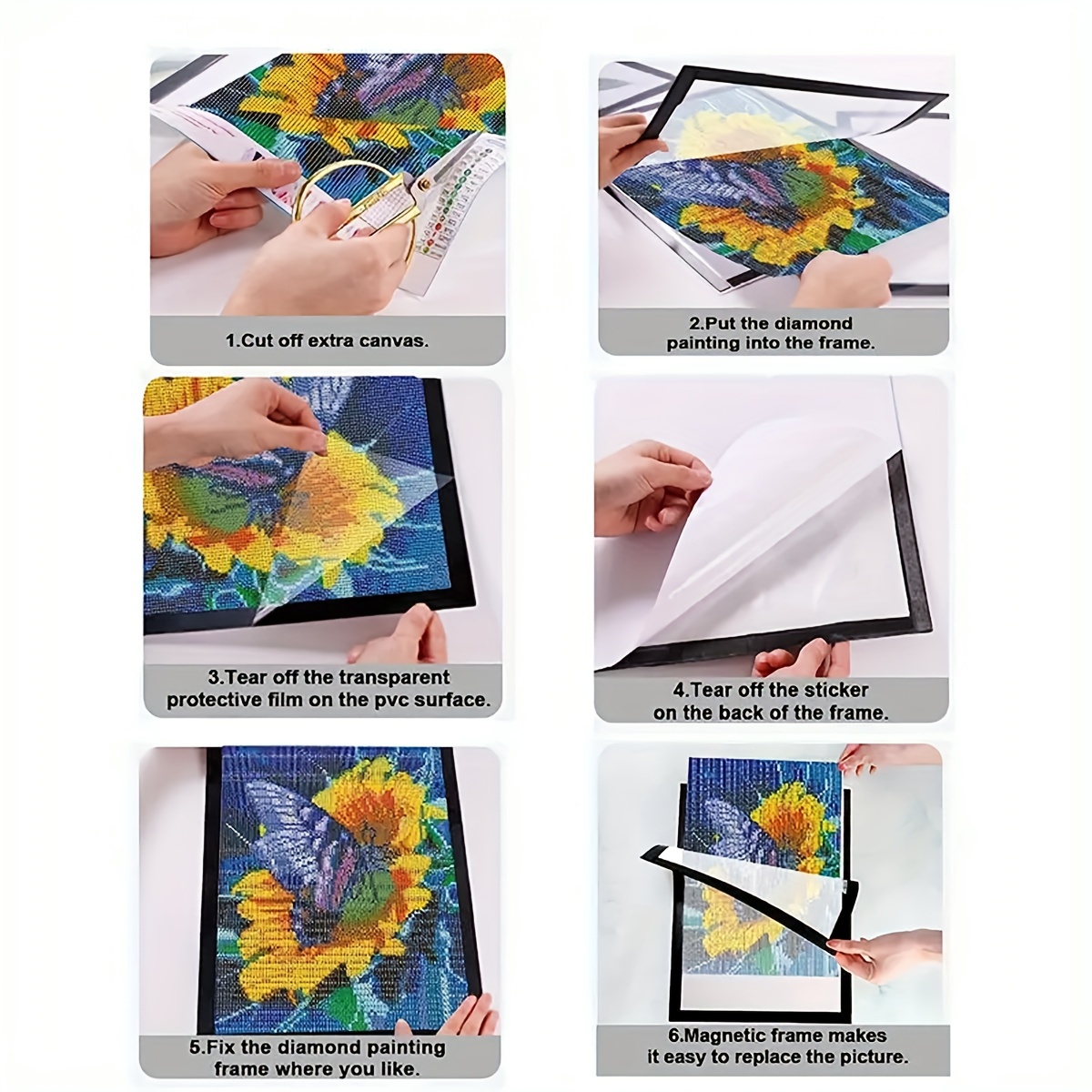 Diamond Picture Frame, Self-adhesive Magnetic Picture Frame, Framed  Painting Magnetic Suction Magnetic Frame, Hanging Wall 8k Picture Frame A4  Prize W