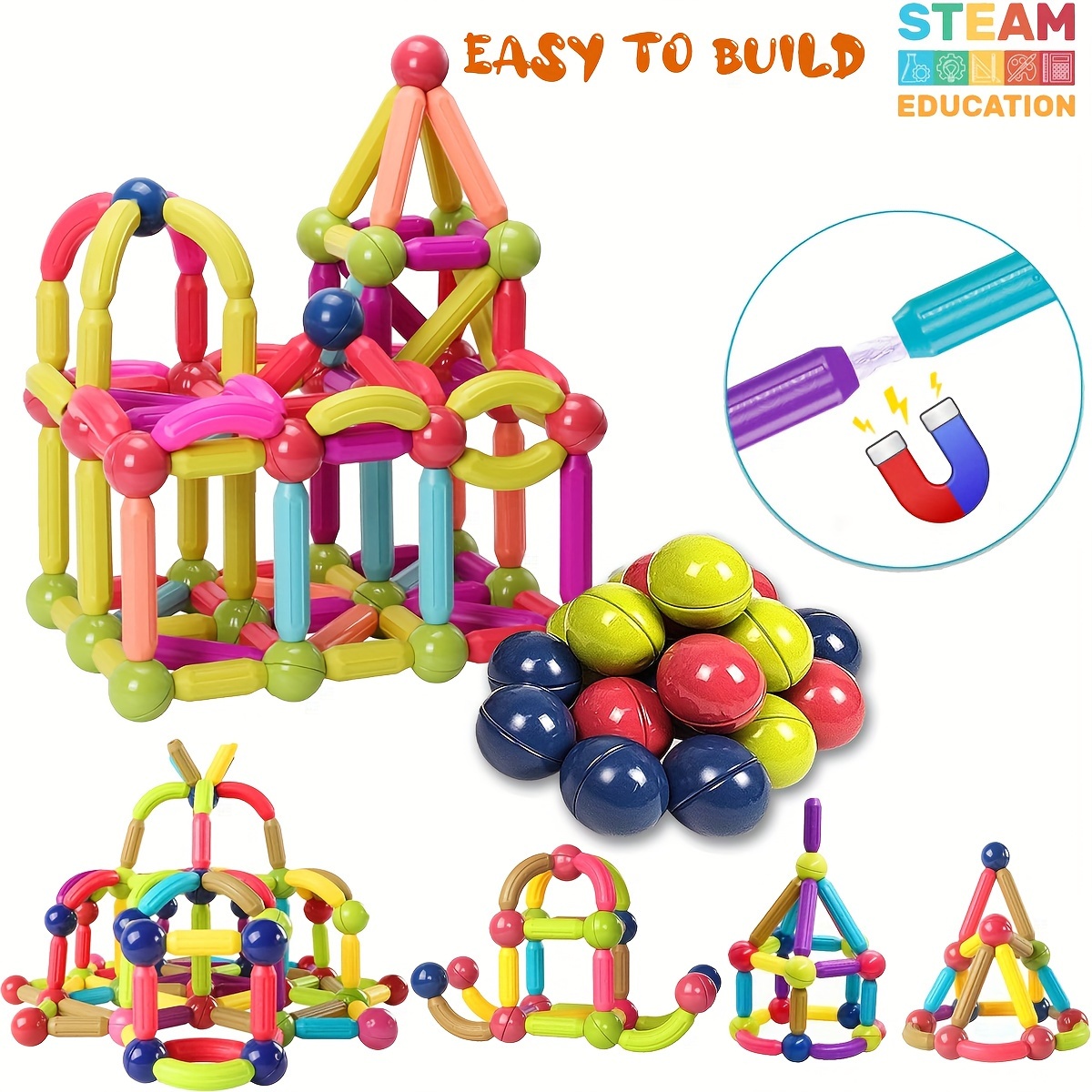 Juguetes para niños y niñas de 4 a 5 años, bloques magnéticos para niños  pequeños, azulejos, construcción, aprendizaje, educación, tronco,  preescolar