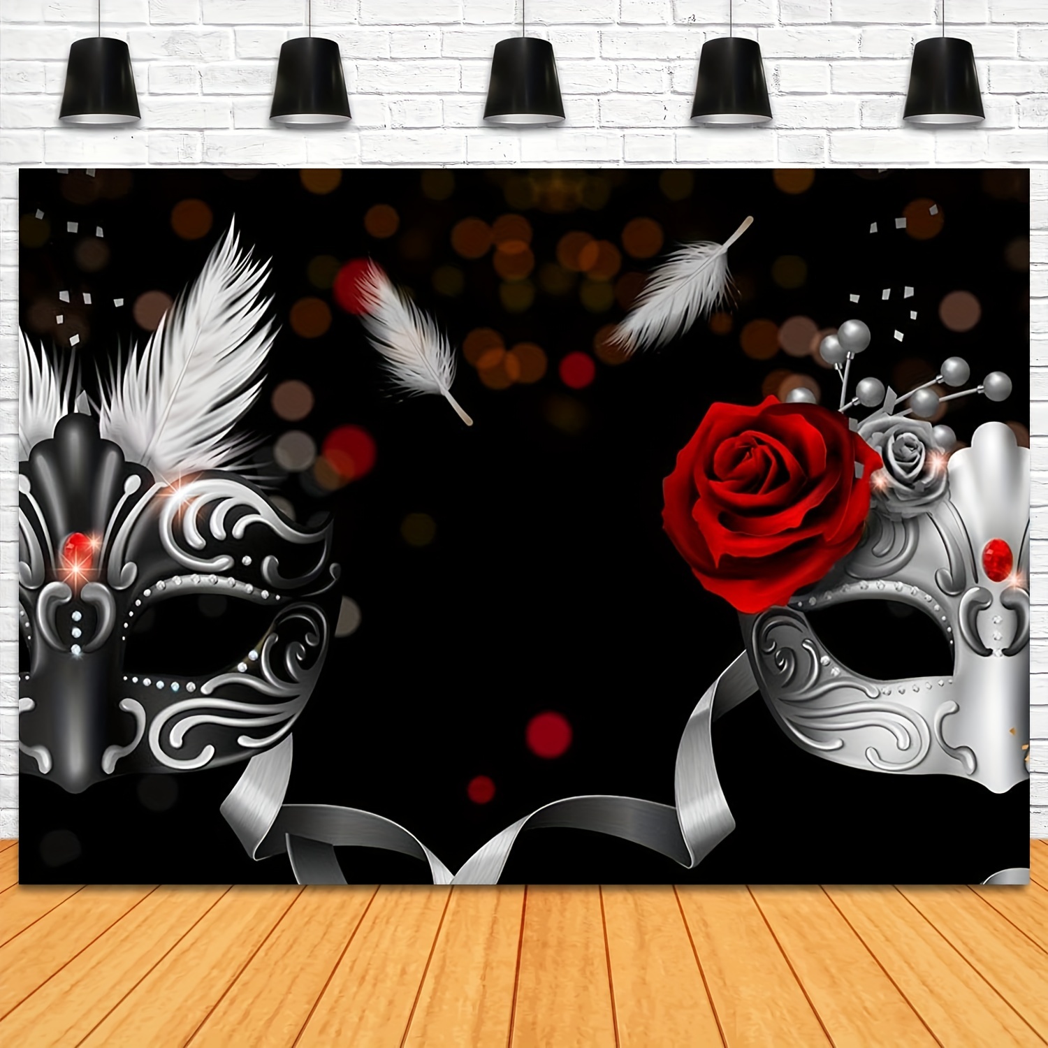 Masquerade Theme Party Photography Backdrop Vinyl Mask Rose - Temu