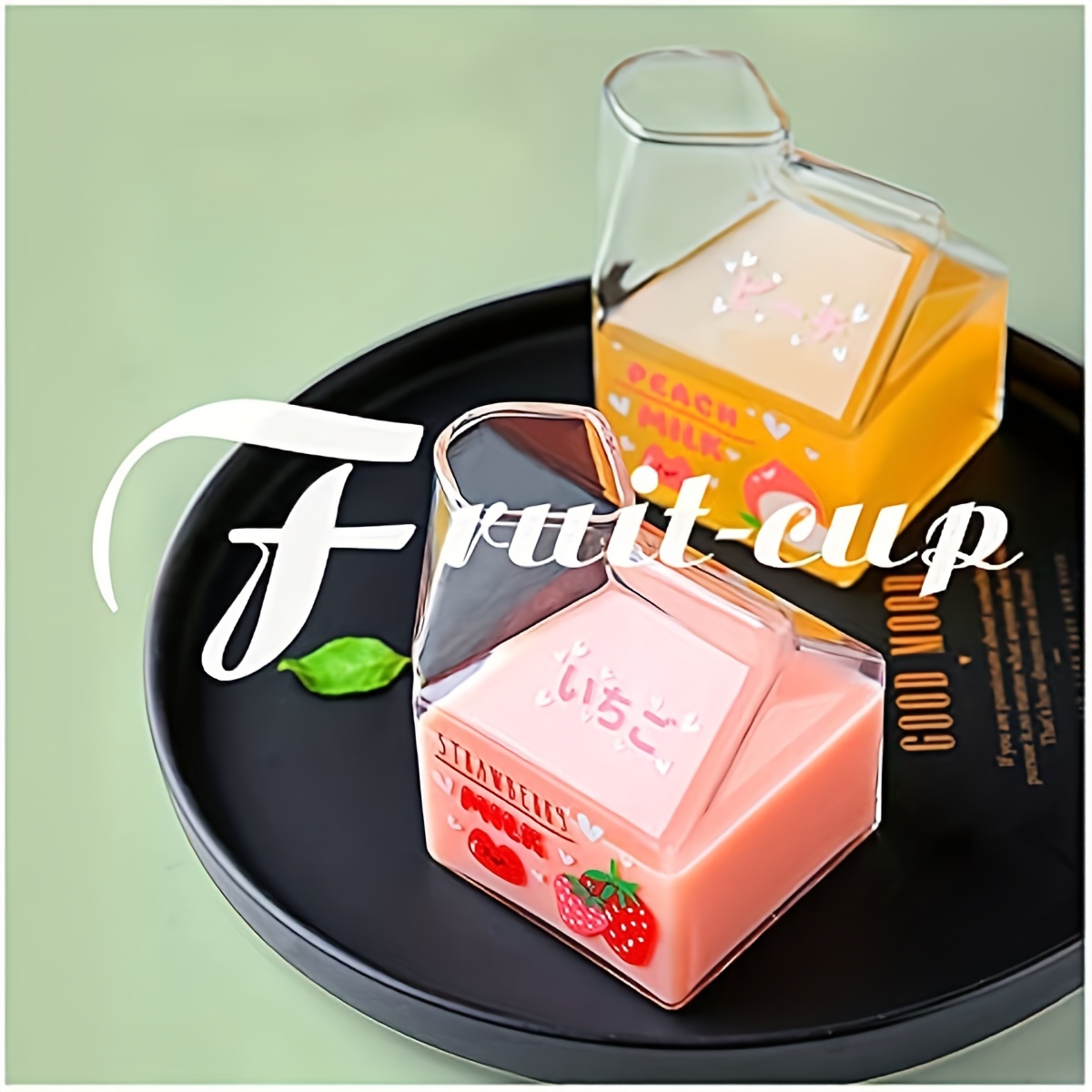 Kawaii Style Milk Carton Juice and Coffee Glass Cup - Peachymart