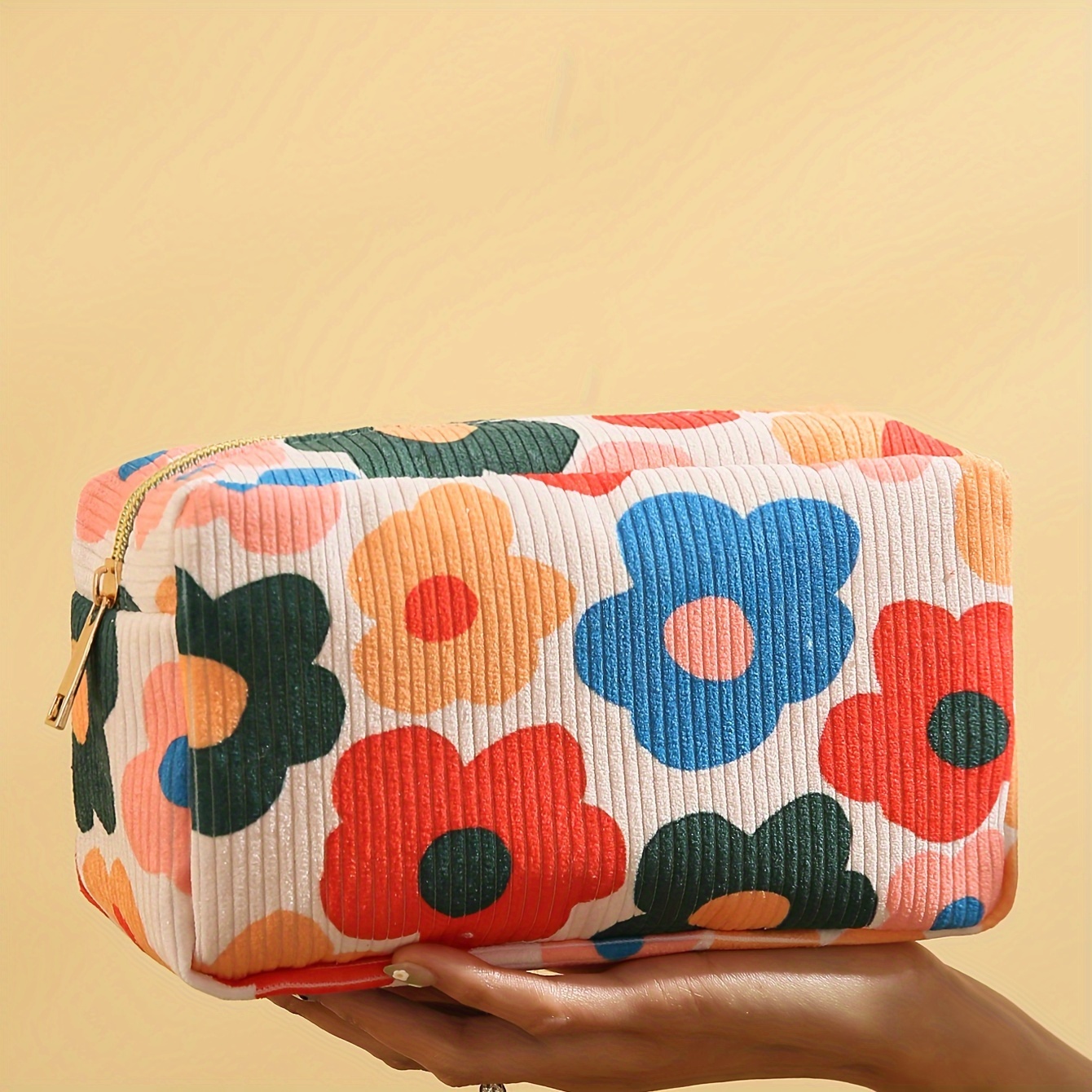 Floral Pattern Quilted Makeup Bag Aesthetic Storage Pouch - Temu