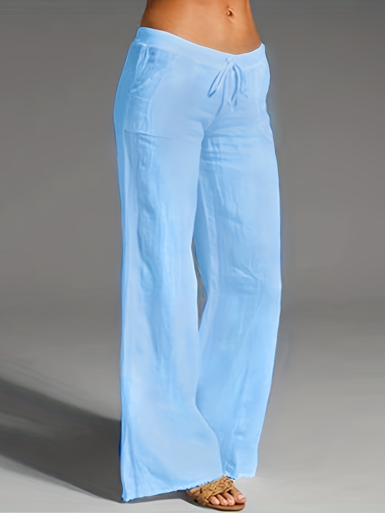 New Style Summer Pants For Women, Women's Casual Loose Comfy Flowy Pants  Lightweight Lounge Wide Leg Pants Pockets Sweatpants