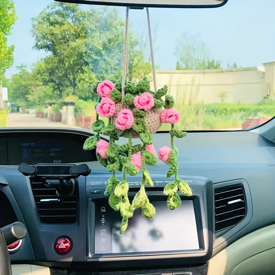 Niedliche Pflanze Häkel Rückspiegel Zubehör, Sonnenblume Rose Rote Blume  Handgemachte Auto Dekoration Auspuff Vent Duft, Kostenloser Versand Für  Neue Benutzer