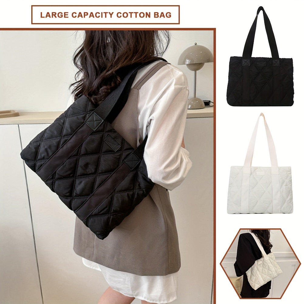 Trendy Padded Tote Bag For Women Soft Puffer Quilted - Temu