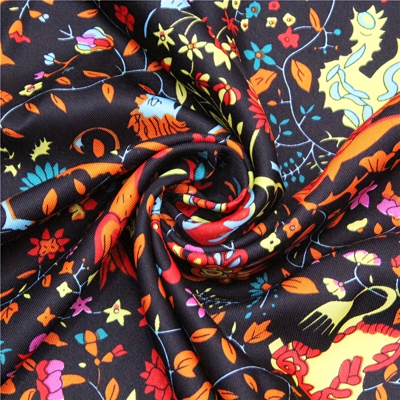 Soft Silky Satin Square Scarf Geometric Printed Shawl Hair Wrap