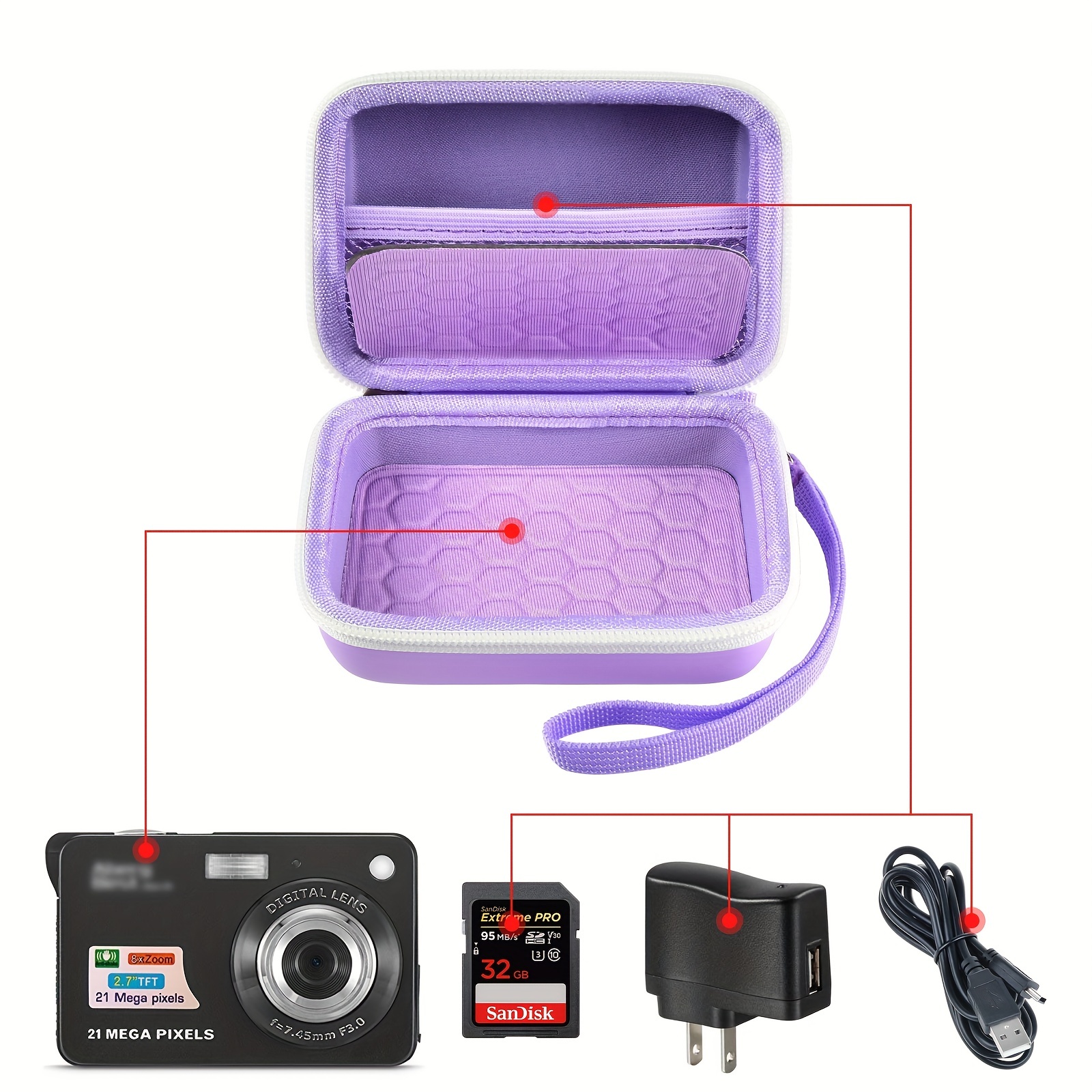 Navitech Funda para cámara réflex digital morada, bolsa de viaje compatible  con Panasonic Lumix DMC-TZ101