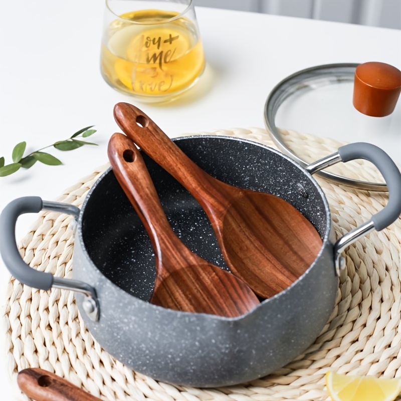 Hduacuge - Cuchara de madera de teca con para cocina de madera con cuchara  de arroz grande y utensilios de cocina de madera : : Hogar y cocina