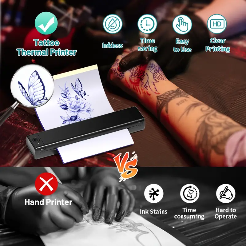 10pcs Tattoo Transfer Paper A4 Size Tattoo Stencil Transfer Paper for  Tattooing, Tattoo Printer Machine Accessories