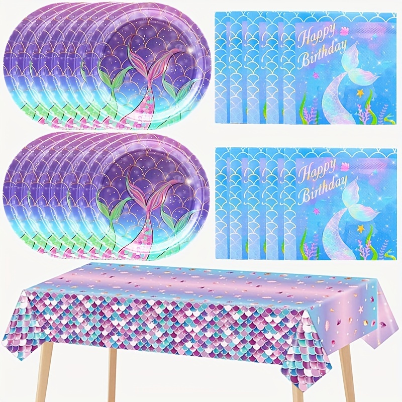 Mermaid Purple Fish Tail Dinner Plate Tissue Paper Cup - Temu United Kingdom