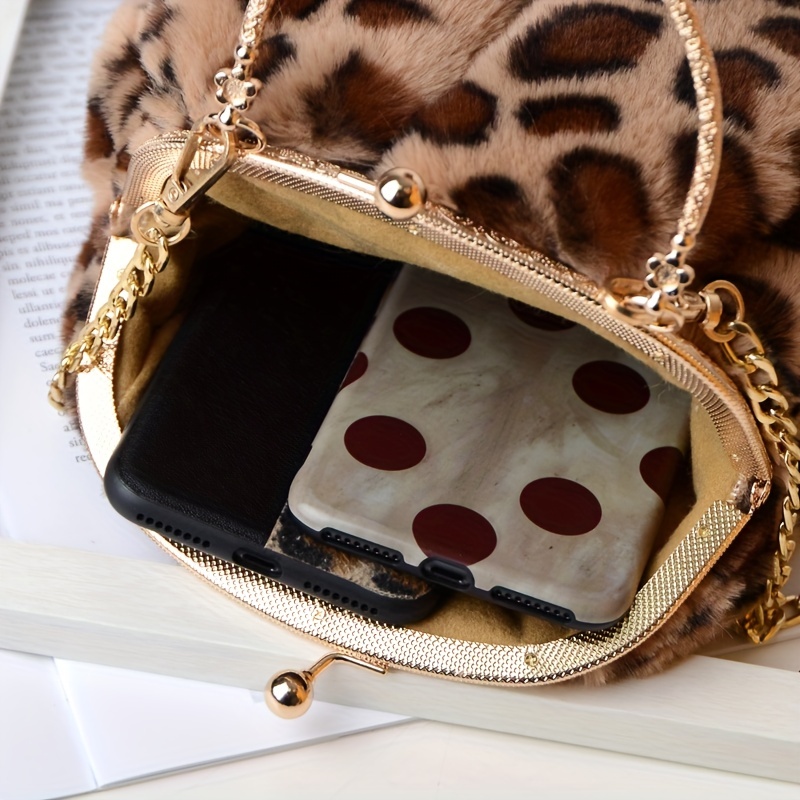 Fuzzy Animal Print Chain Wallet