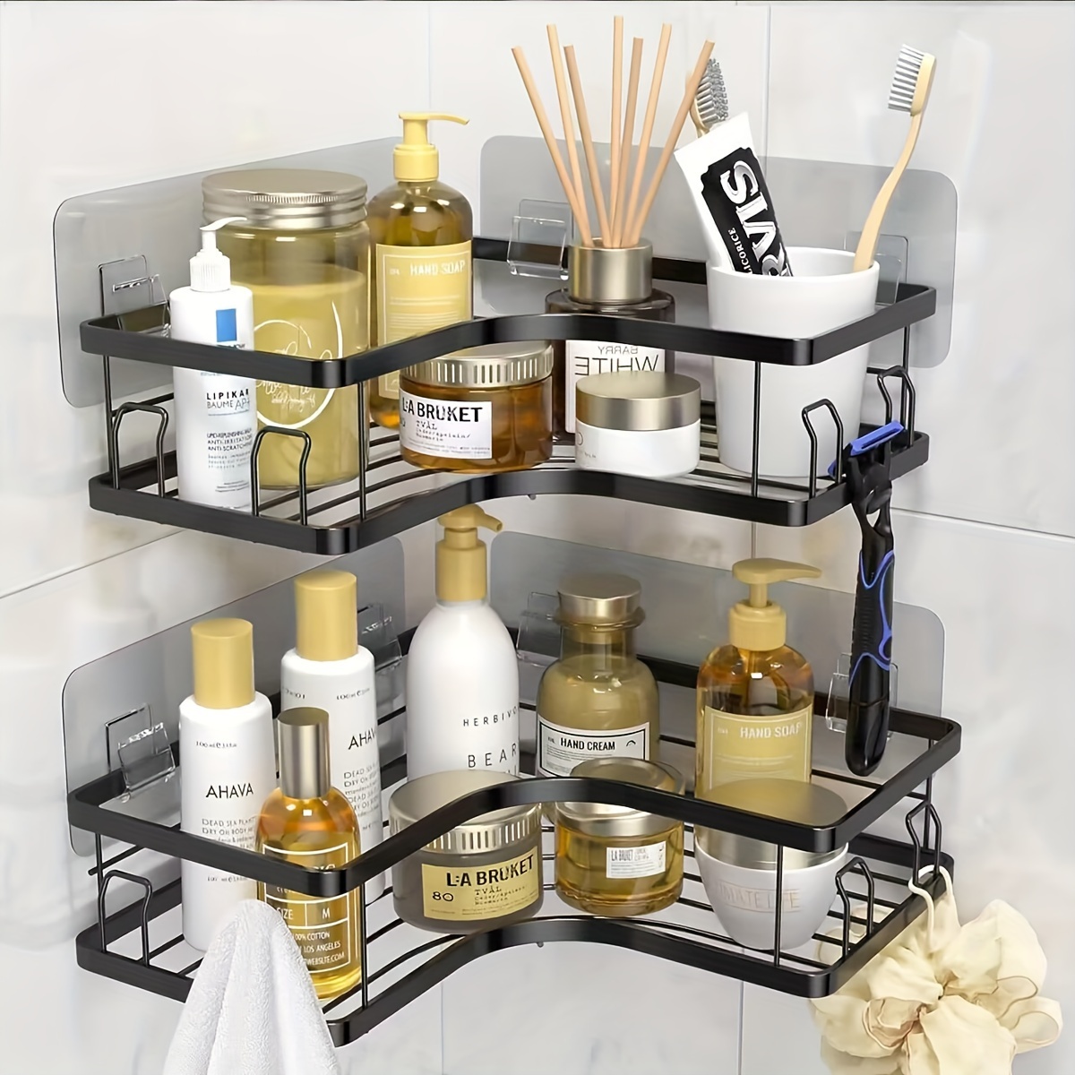 Household Tools Shower Rack Punch-free Shower Caddy Shelves Slide Bar for  Shower Head, Shampoo, Soap HolderSuitcase,with Stainless Steel Guardrail, Shower  Shelves on Clearance 