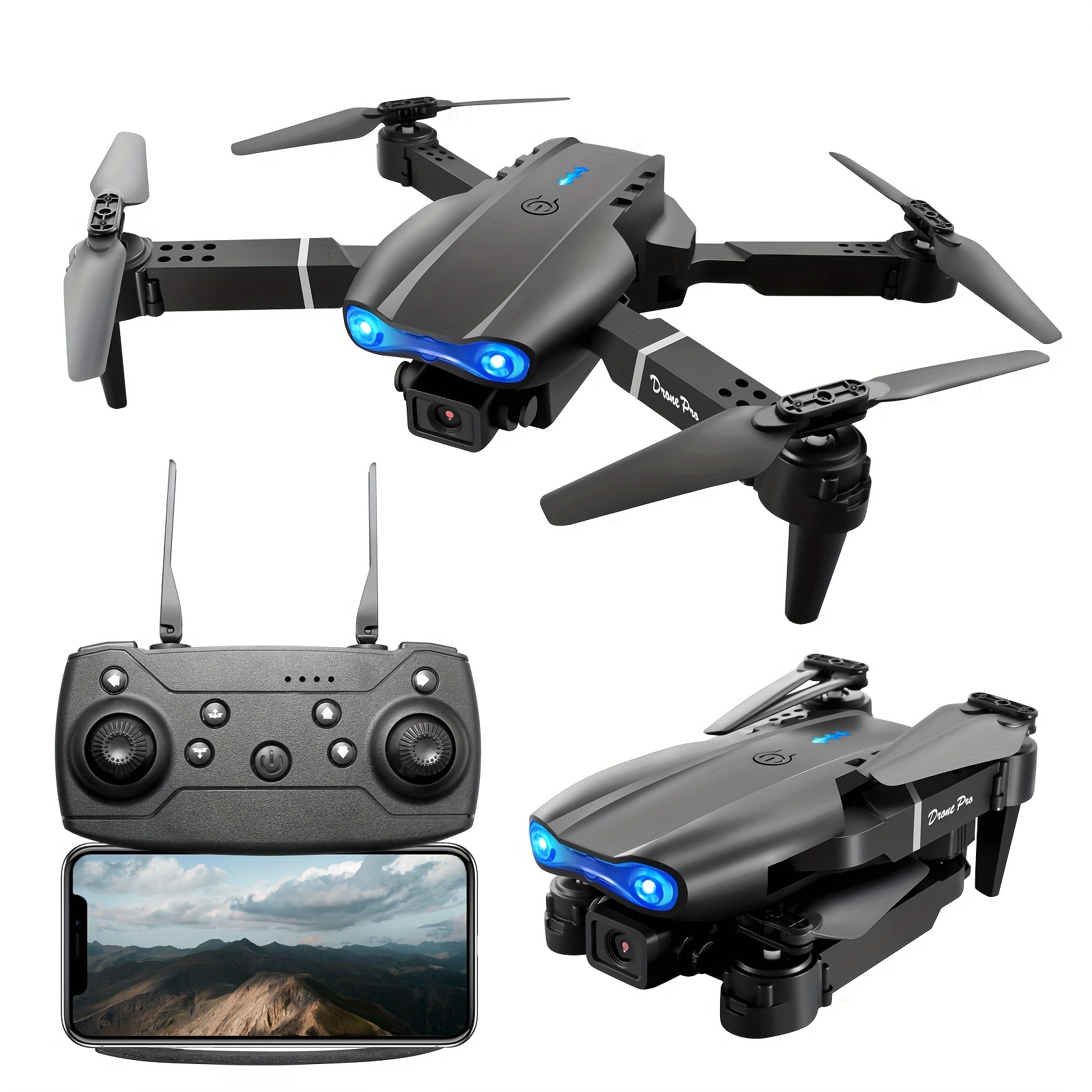 Mini caméra pliable-drone avec lumières vertes 360 Flip Speed Adjustment  Quadcopters Cadeaux pour enfants adultes