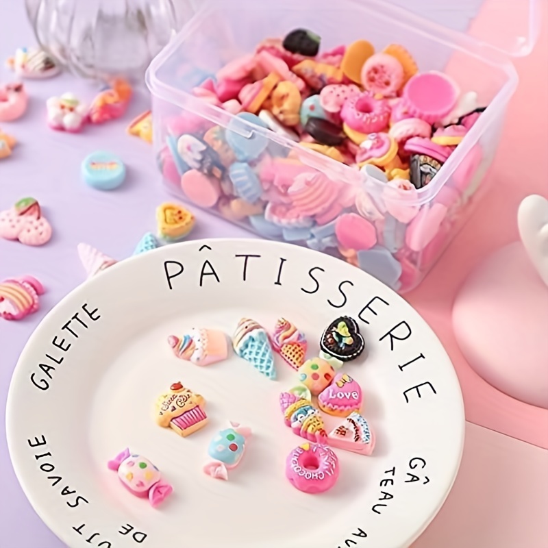 100pcs Slime Charms Cute Set Resin Charms Mixed Assorted Candy