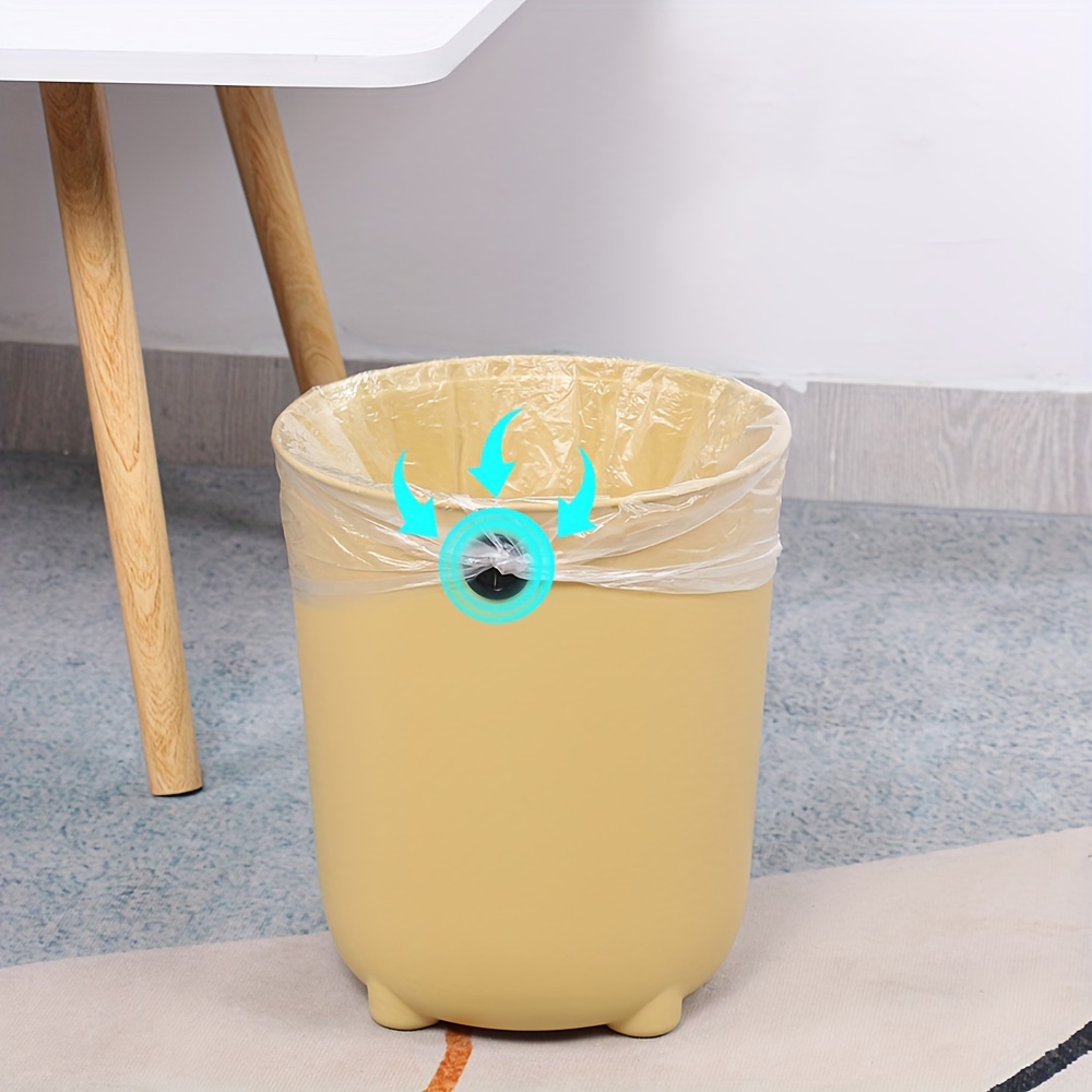 Solid Color Trash Can With Rubbish Bag Plug Minimalist Large - Temu