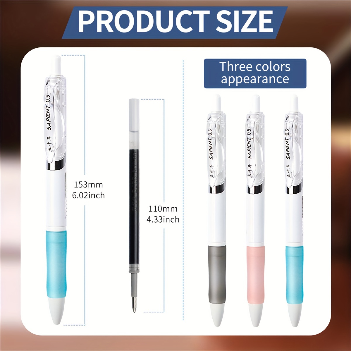 12pcs Retractable Gel Ink Pen, Black Ink Smooth Writing Pen, Fine Point  0.5mm (Super Tiny Tip)