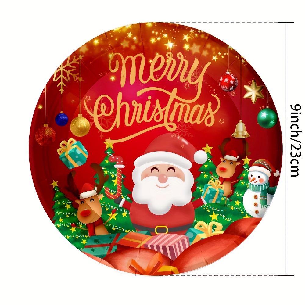 Merry Christmas Party Disposable Tableware Cup Plate Christmas Decoration  For Home 2023 Xmas Navidad New Year Party Supplies
