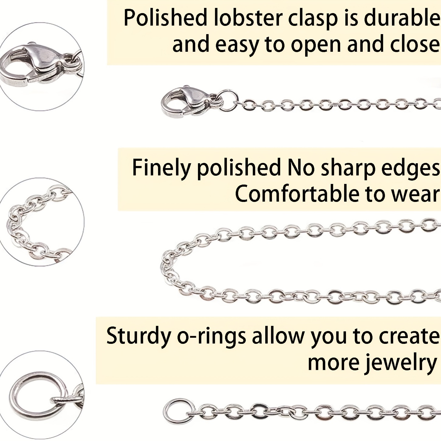 65 Feet Silver Chain Stainless Steel Chain for Jewelry Making with 40 Sets  Lobster Clasps Link Jump Rings Easy Making Necklace Bulk Chain Roll