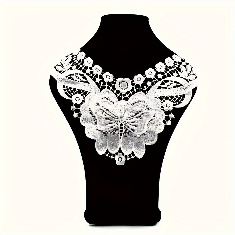 

1pc Water Soluble Lace Collar Polyester Silk Embroidery Collar Hollowed Corsage Lace Collar Sewing Embroidery
