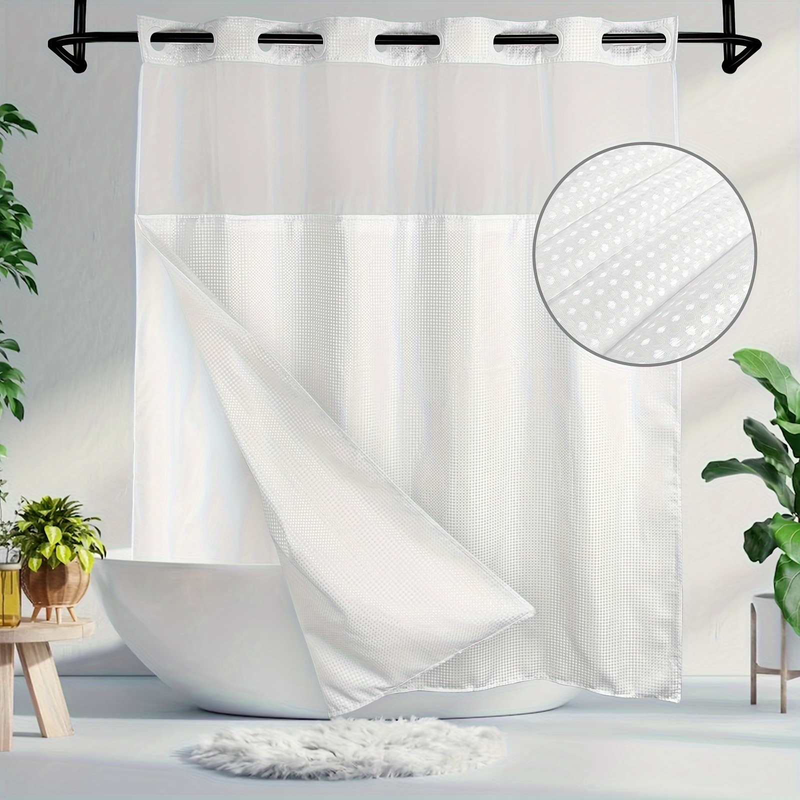 Cortina de ducha transparente impermeable, forro de plástico con ganchos,  decoración de baño, PEVA para el hogar - AliExpress