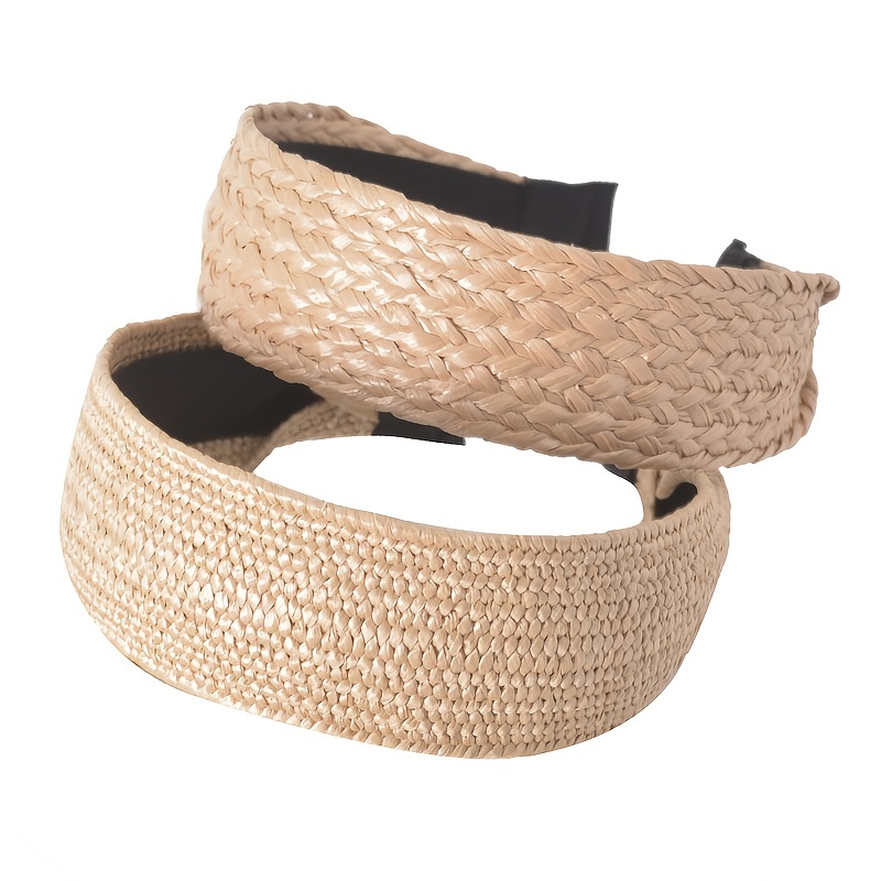 Straw Knot Headband Hair Bands Hand Knitted Cross Knotted - Temu